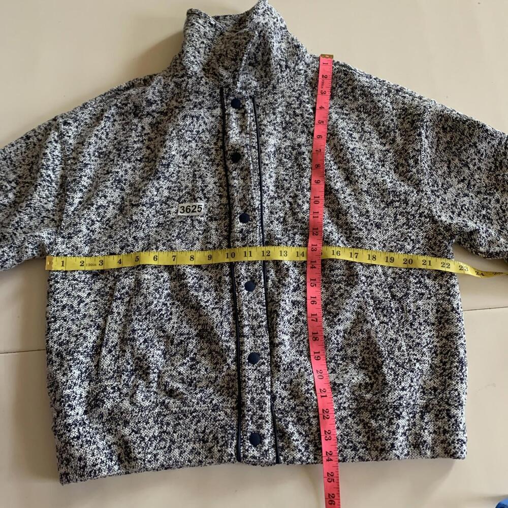 OFFLINE AERIE Boucle Jacket Cardigan Tweed Navy Faux Leather Trim Sz M - Picture 11 of 11
